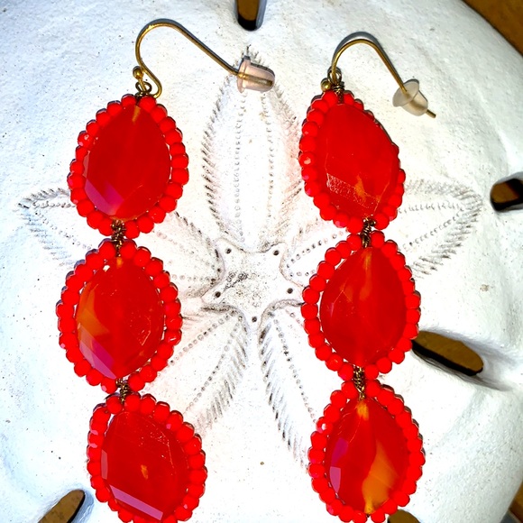 Darling red/orange handmade Anthropologie Earrings! - Picture 3 of 5